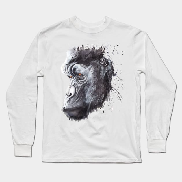 Gorilla Face Long Sleeve T-Shirt by Daltonsart